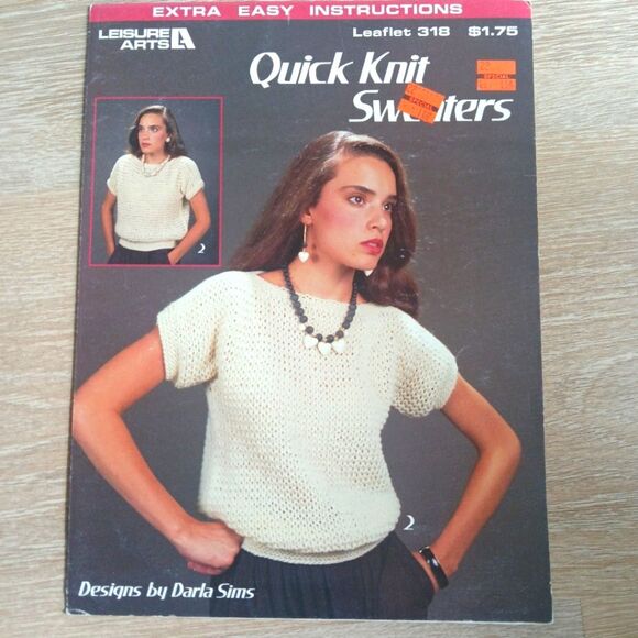 Vintage 80's Leisure Arts Quick Knit Sweaters Pattern Leaflet #318 - Picture 1 of 5